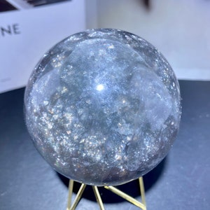 Sparkling Natural fluorite sphere with mica, rainbow crystal ball, crystal sphere, fluorite ball crystal gifts,home decor.Random 1 PC. image 2