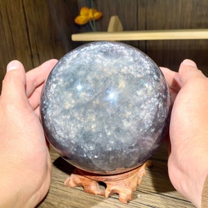 Sparkling! 5.5" 10lb fluorite sphere with mica, natural shine magic ball, healing crystal, handmade wishing gifts, home decor.