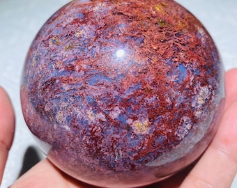 Nice! Diameter 86 mm Natural Ocean Jasper Sphere, Autumn Scenery,Druzy Rainbow Ocean Crystal Sphere