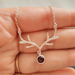 Deer Antlers Pendant Necklace, Antler Elk Pendant, Reindeer Horn Necklace, Horn Jewelry, 925 Silver, Gift for Her, Reindeer Silver necklace