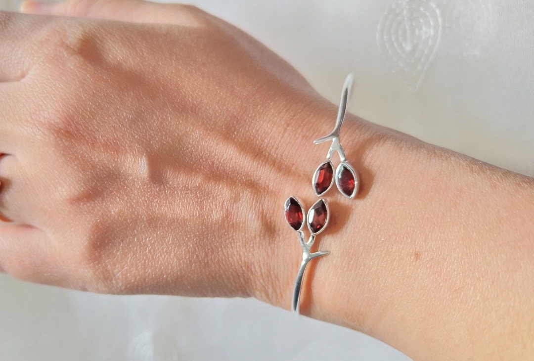 Sterling Silvern Cuff Bangle Bracelet with Green Amethyst  Green Amethyst and Peridot Sterling Silver Bangle main image 2
