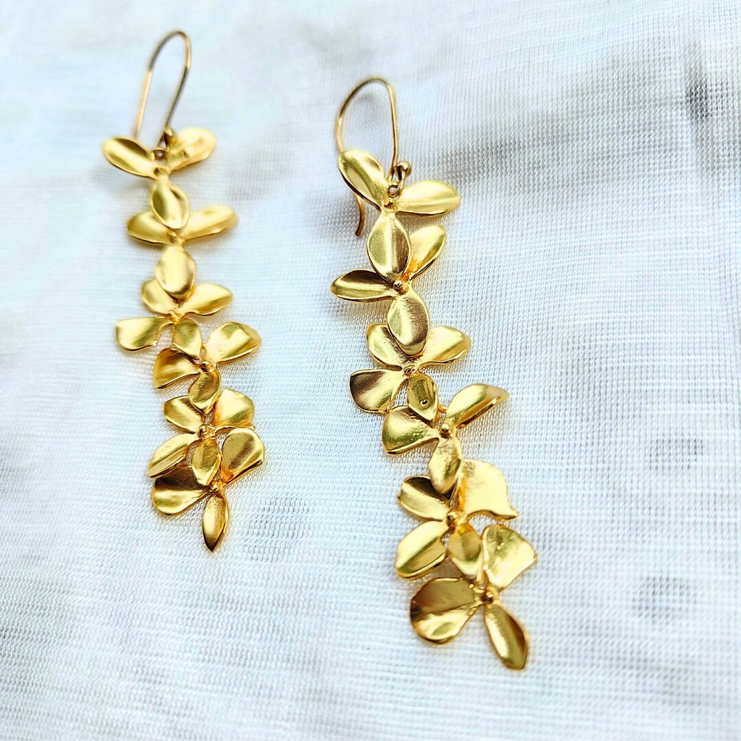 Buy Orchid Earrings Gold Long Earrings Cascading Floral Online in India