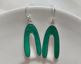Whimsical U-Shaped Dangle Earrings, Modern Enamel Arch Earrings, Just because gift