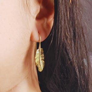 Gold Palm Leaf Earrings -14k Gold Plated - Palm Leaf Earrings - Gold Dangle Earrings - Dangle & Drop Earrings - Statement Earrings