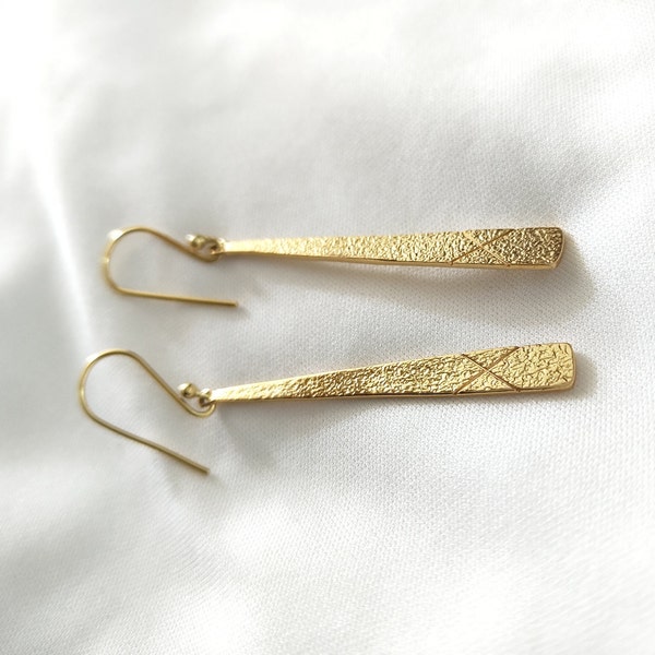 Mothers Day Gift Long Slim Earring, Simple Bar Earring, Long Bar, Straight Bar Earring, Gold Filled, Dangle Earrings, Gift for Mom