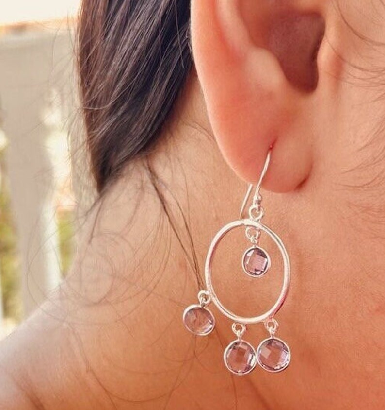 Dangling Chandelier Earrings Amethyst Drops Dangle Earrings Etsy