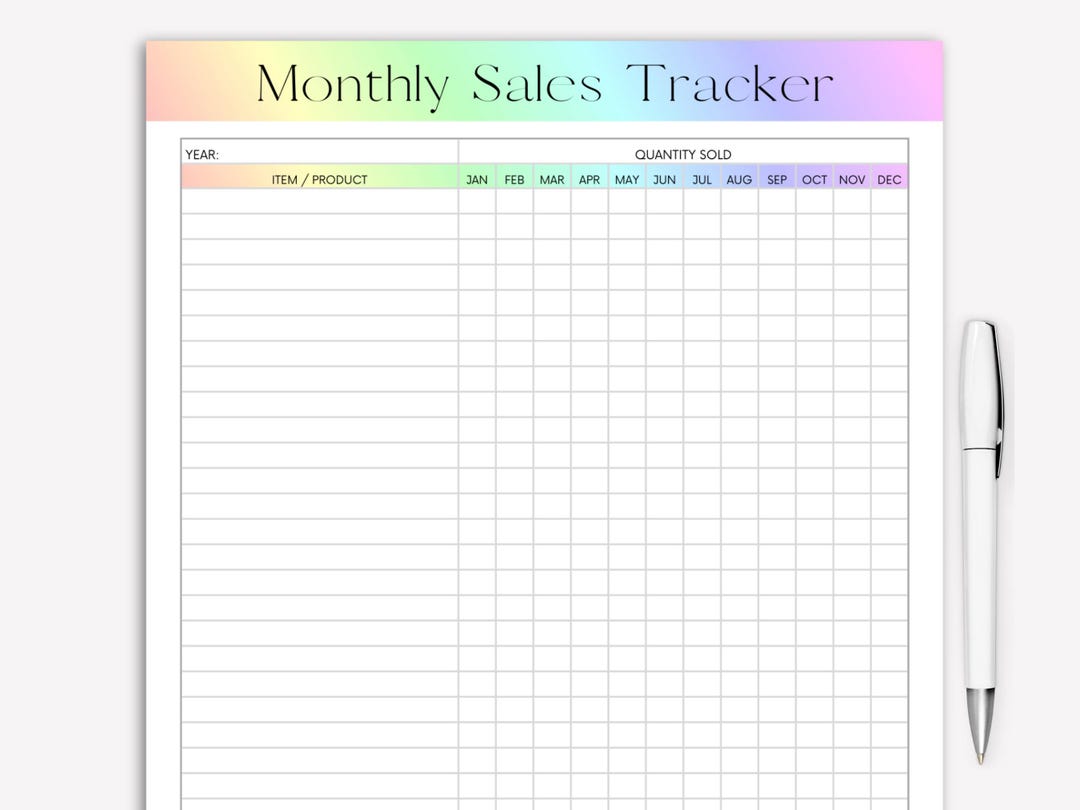 Monthly Sales Tracker | Online Sales Tracker | Sales Sheet | Monthly ...