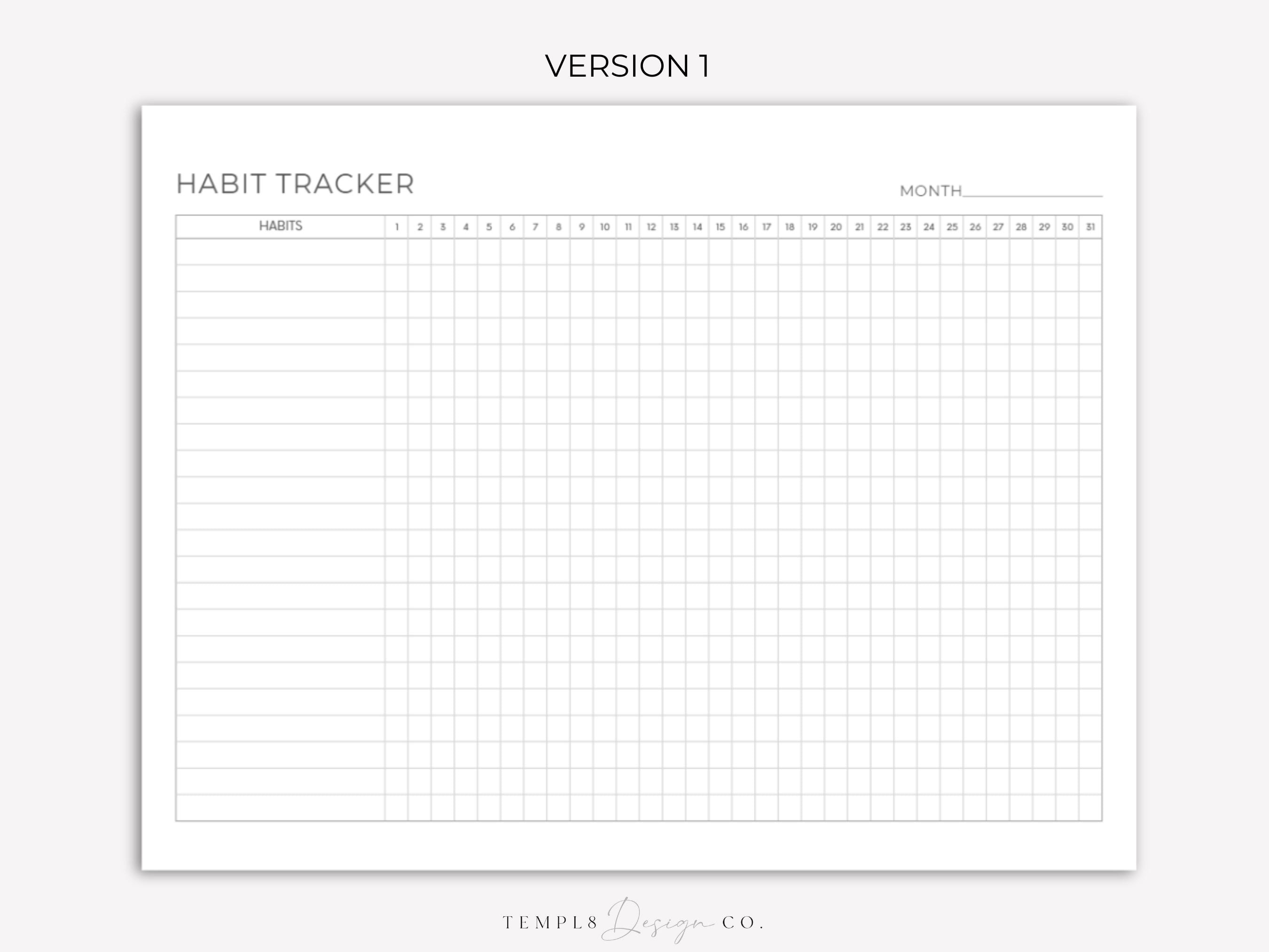 Monthly Habit Tracker | Printable | Instant Digital Download | Routine ...