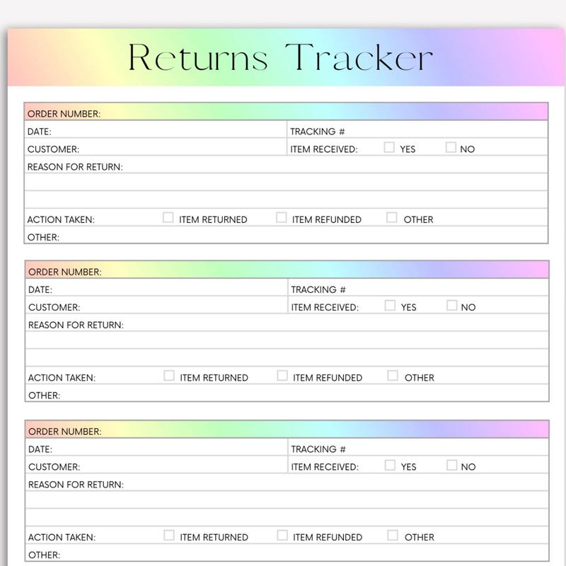 Customer Return Tracker - Etsy