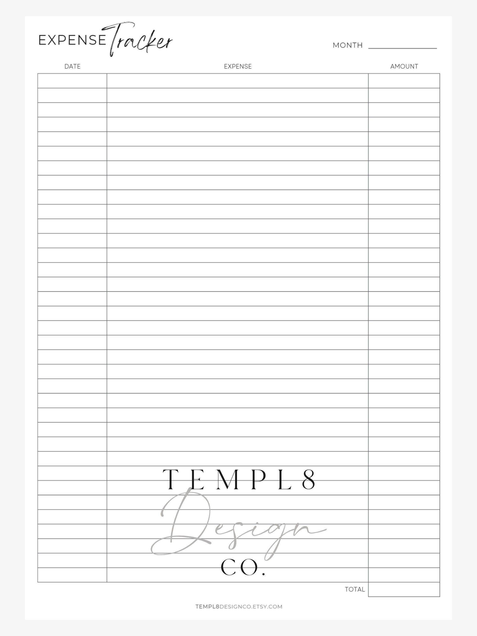 Expense Tracker | Printable | Instant Digital Download | Minimalist - Etsy