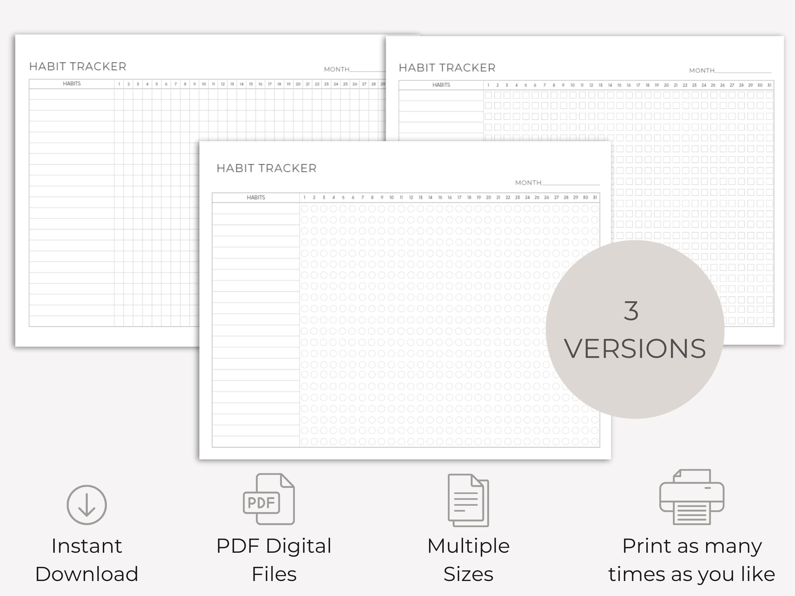Monthly Habit Tracker | Printable | Instant Digital Download | Routine ...