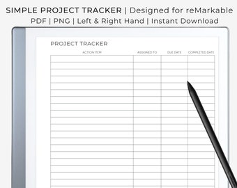 Einfacher Projekt-Tracker | reMarkable 2 Vorlage | Sofortdownload | Rechte und Linke Hand