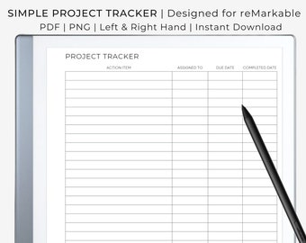 Einfacher Projekt Tracker | reMarkable Template | Sofort Download | Rechts- und Linkshänder