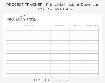 Project Tracker | Printable | Instant Digital Download | Minimalist