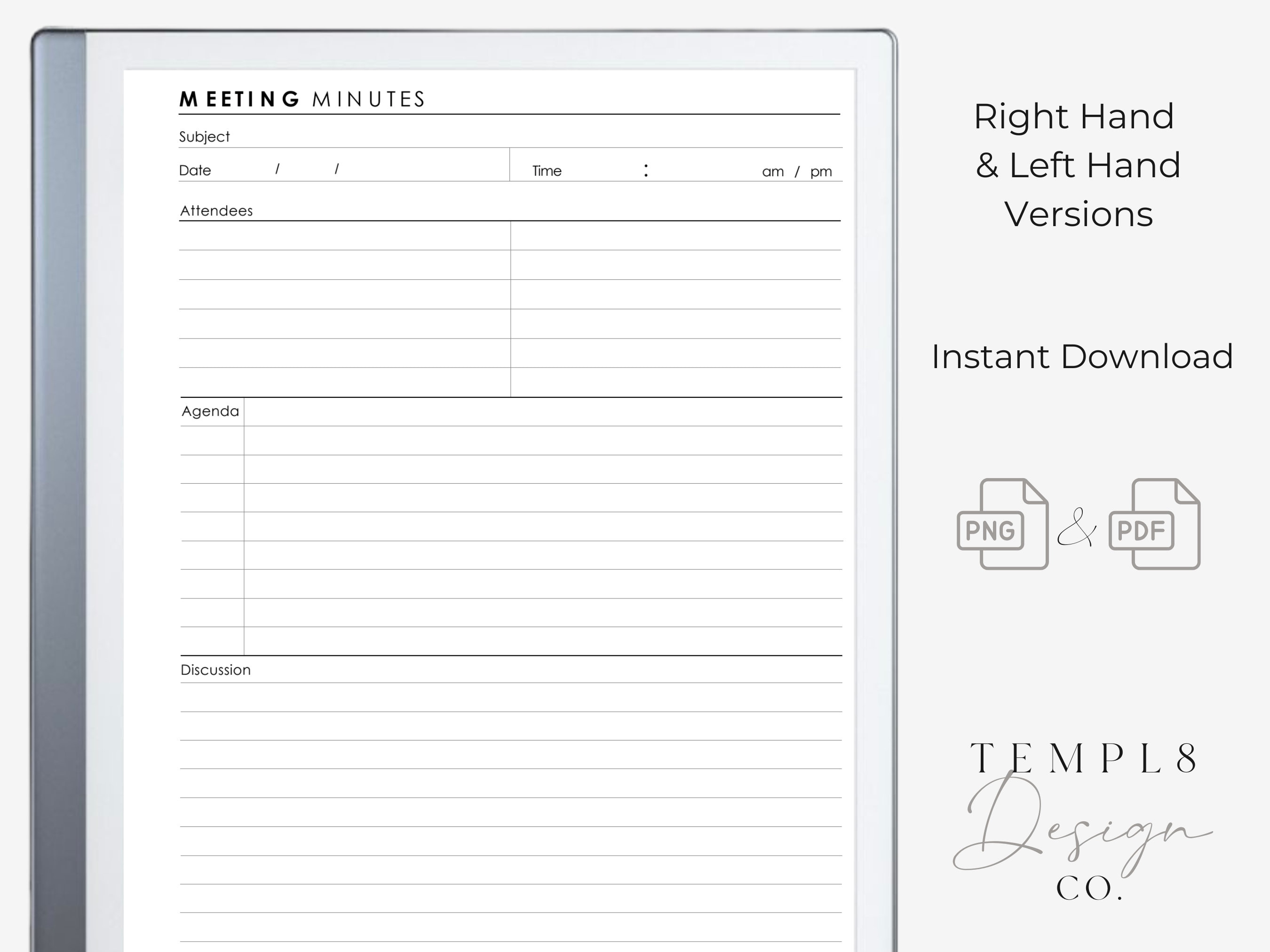 Meeting Minutes Remarkable 2 Template Instant Digital Download
