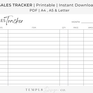 Umsatz-Tracker | Druckbar | Sofortiger digitaler Download | Minimalistisch
