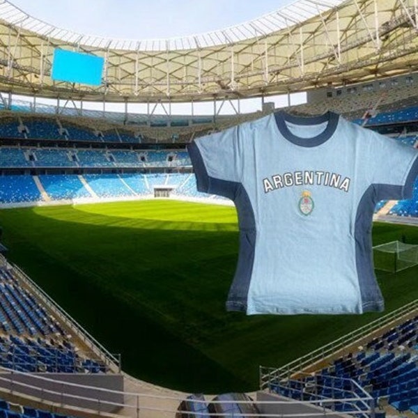 Argentinien Fußball-Trikot 2022 Vintage Argentinien y2k Damen Crop Top y2k abgeschnittenes Top 90er 2000er Baby-T-Shirt