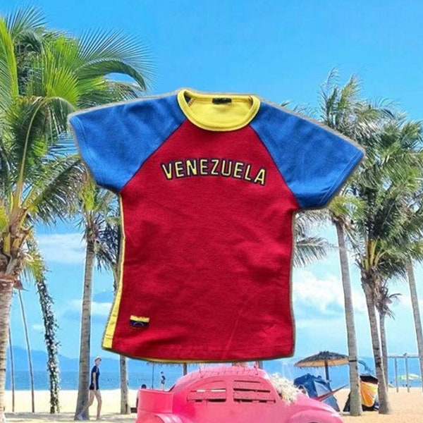 Women Baby Y2K Venezuela Jersey Top Tee Stretch,Soccer Baby Tee,2000s Aesthetic,Venezuela Baby Tee,Venezuela Shirt,Venezuela Jersey