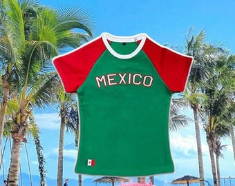 Women Baby Y2K Mexico Jersey Top TVintage Summer Top,Soccer Baby Tee,2000s Aesthetic,Mexico Baby Tee,Mexico Shirt,Mexico Jersey