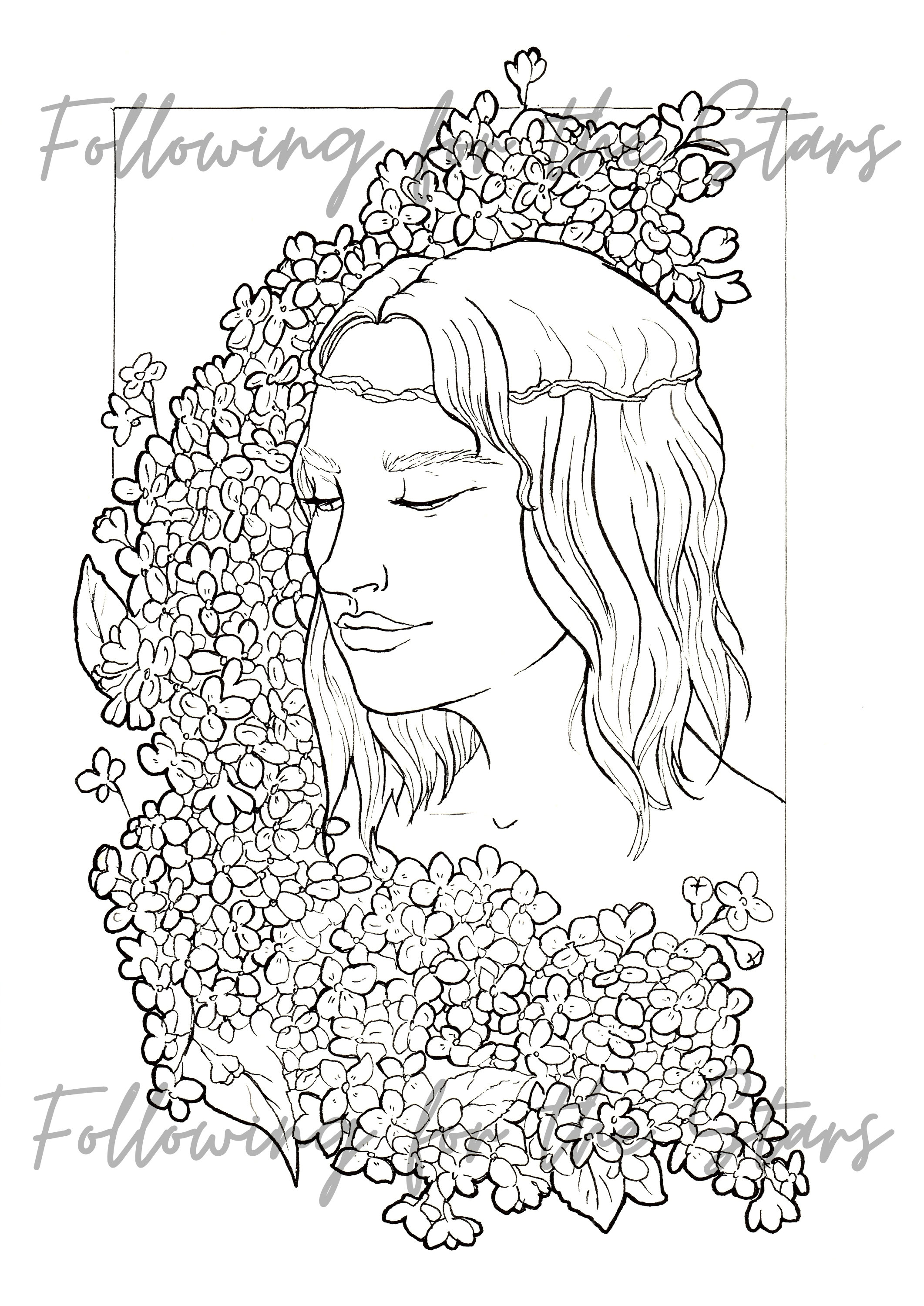 Flowers Coloring Page printable - Il Fullxfull.4748975666 Oaq8
