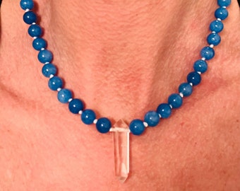 Kyanite Necklace with Clear Crystal Quartz