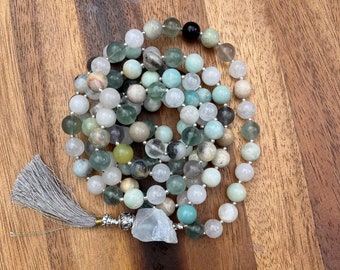 10 mm Amazonite and Fluorite Mixed Gemstone Mala