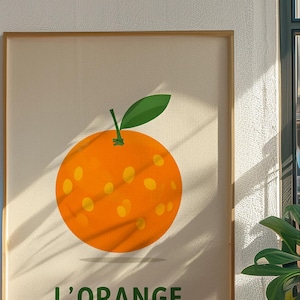 L&#39;Orange Poster – French Citrus Wall Art, Vintage Botanical Print, Kitchen Decor, Fruit Illustration, Rustic Vintage Style