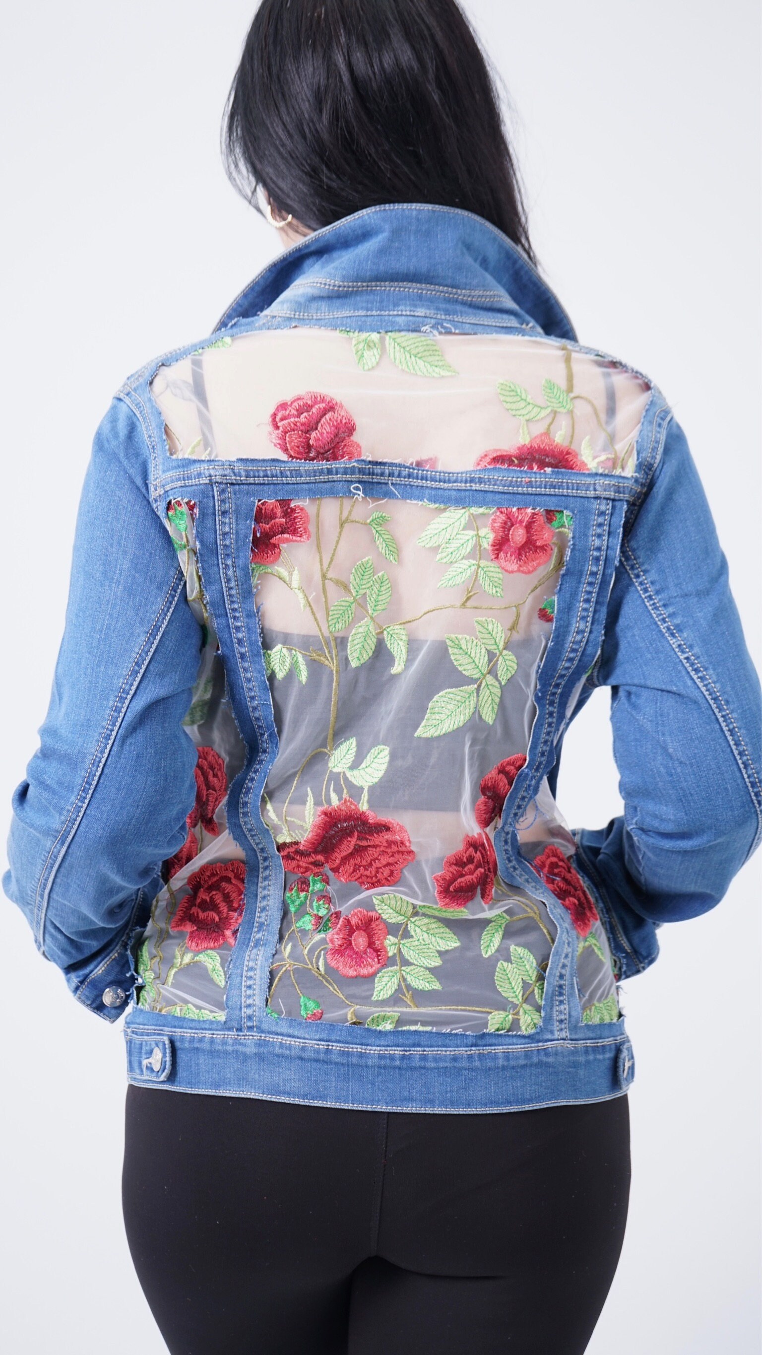 Boho chic women's denim jacket