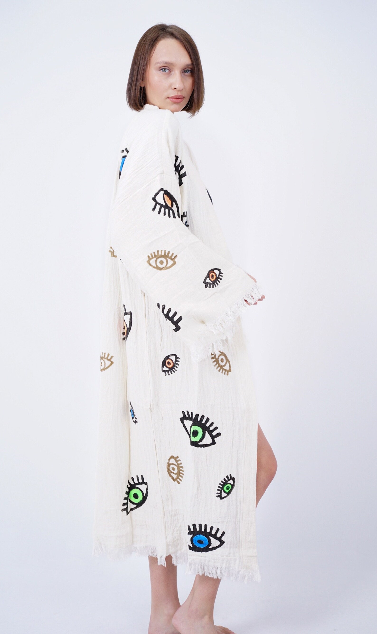Boho styled evil eye bath robe/pants