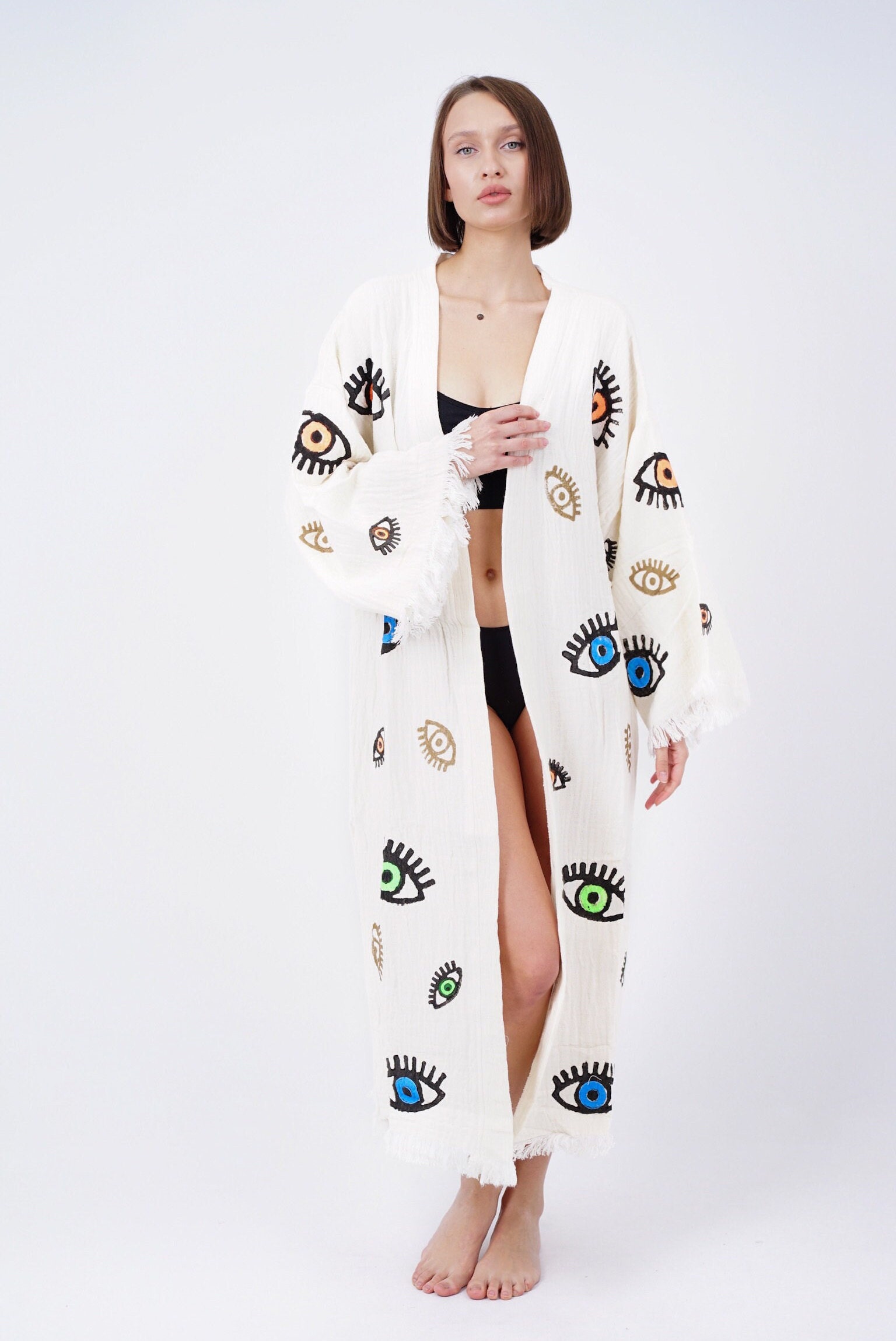 Boho styled evil eye bath robe/pants main image 0