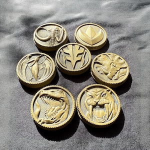 Power Rangers MMPR Original Power Coin Replica Set: Master Morpher, Dragonzord, Tyrannosaurus – Perfect for Cosplay and &#39;90s Nostalgia!&quot;