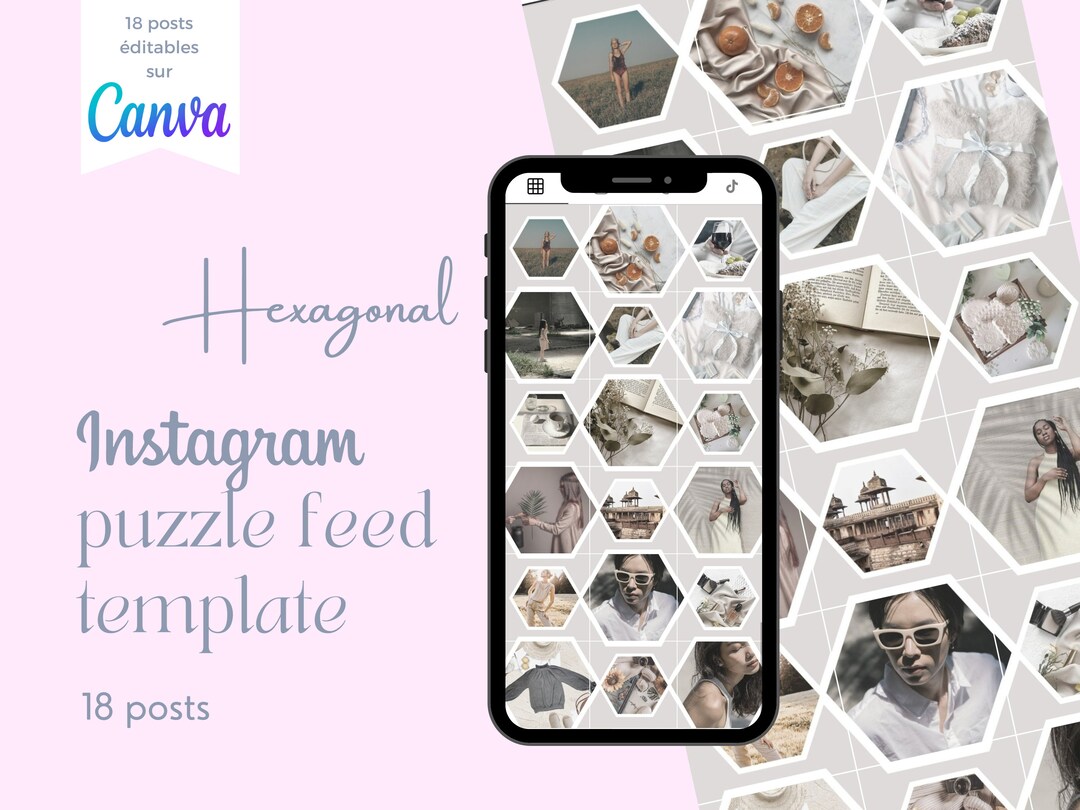 Hexagonal Instagram Instagram Hexagonal Puzzle Feed Template, Canva Instagram Post Template ...