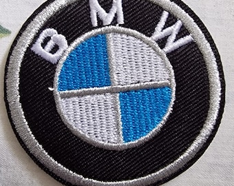 BMW ROUND/Silver/Blue Iron-On-Sew-ON patch-Logo