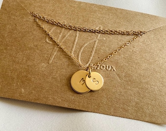 Hand Stamped Initial Necklace, Stainless Steel Personalized Charm