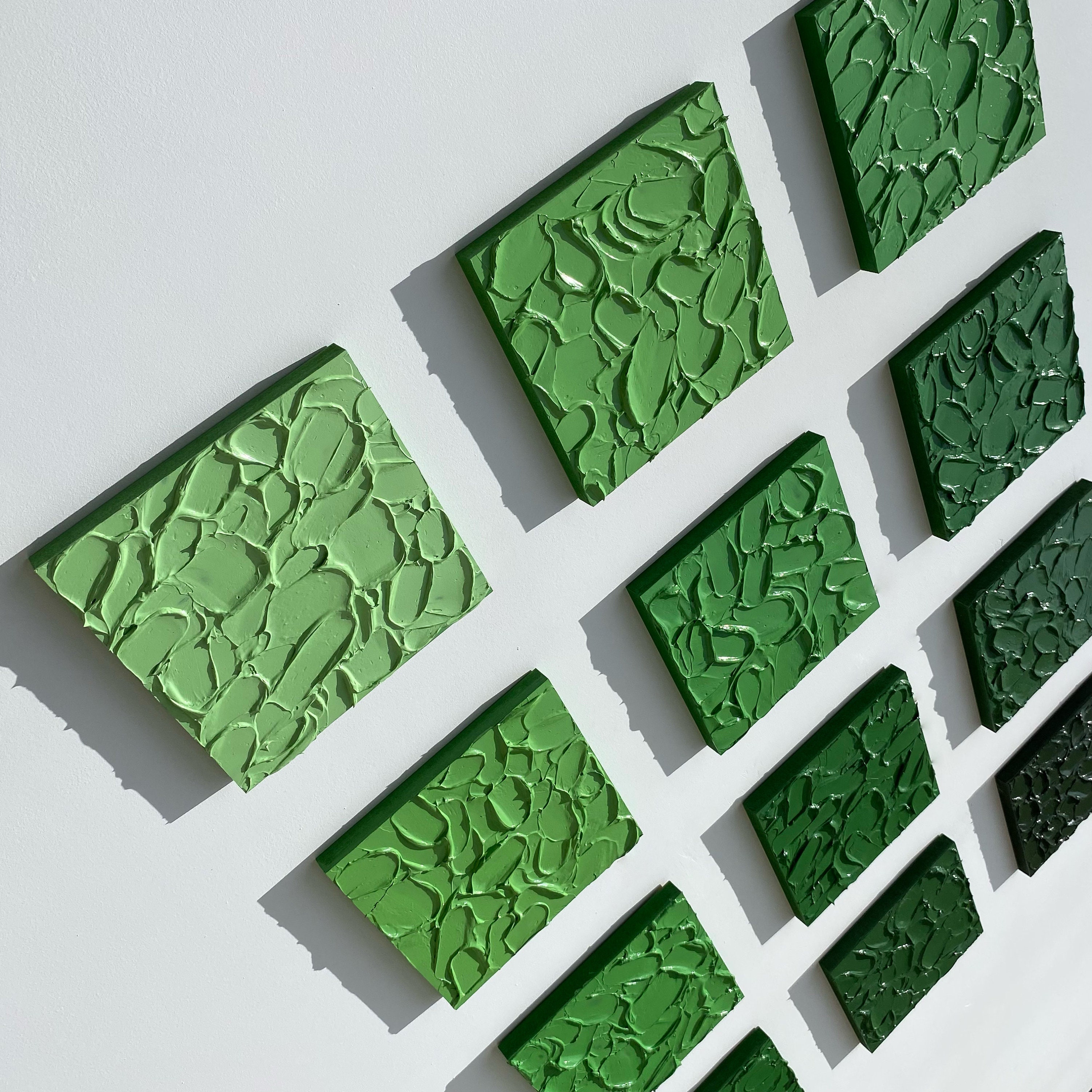 Modern Wall Sculpture, Green 3d Art, Abstract Painting, Colorful Wood