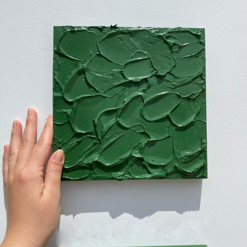 Modern Wall Sculpture, Green 3d Art, Abstract Painting, Colorful Wood