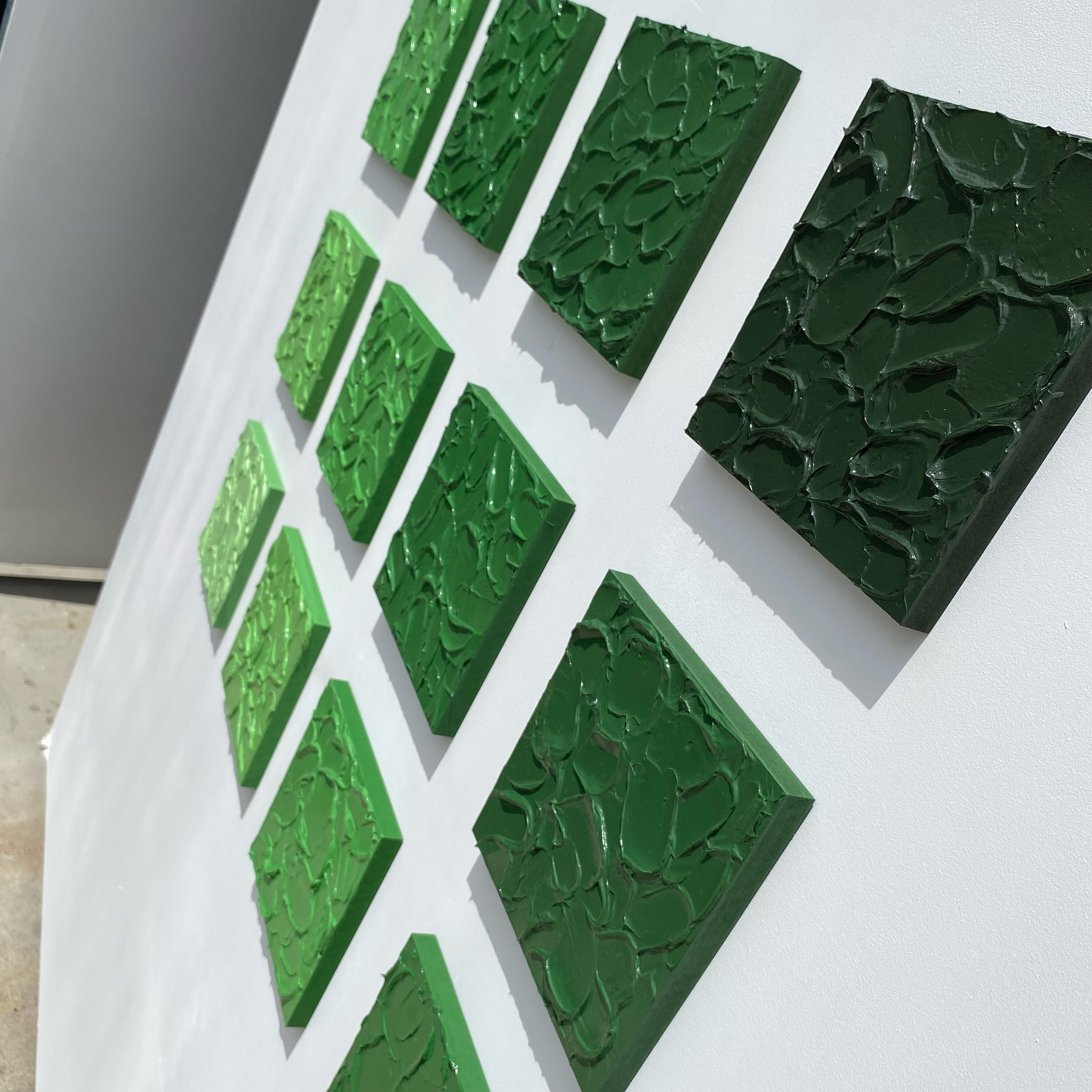 Modern Wall Sculpture, Green 3d Art, Abstract Painting, Colorful Wood