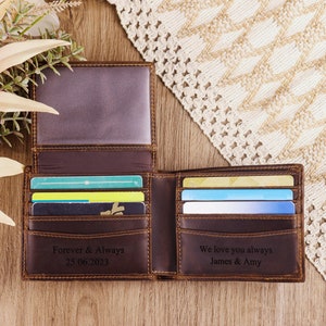 Anniversary Gift for Him,Personalized Wallet,Mens Wallet,Engraved Wallet,Leather Wallet,Custom Wallet,Boyfriend Gift for Men,Gift for Dad