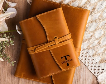 Personalized Leather Notebook, Leather Journal Refillable, Travel Journal, A5 A6 Notebook Cover, Anniversary Gift for Him, Gift for Dad