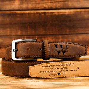 Custom Leather Belt for Dad, Father&#39;s Day Gift for Boyfriend, Unique Gift for Husband, Personalized Leather Belt Anniversary, Handmade Belt