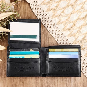 Portefeuille personnalisé, Portefeuille pour homme, Portefeuille gravé, Portefeuille pour garçons d'honneur, Portefeuille en cuir, Portefeuille personnalisé, Cadeau petit ami pour homme, Cadeau de fête des pères pour lui