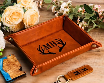Personalized Engraved Leatherette Tray, BULK Office Gift, Home Favors,Vegan Leather Valet Catchall Tray, Realtor Gift,Housewarming Gift idea