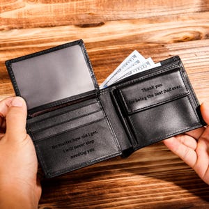 Custom Men's Leather Wallet for Fathers Day, Personalized Men's Leather Wallet For Fathers Day, Engraved Men's Wallet for Fathers Day