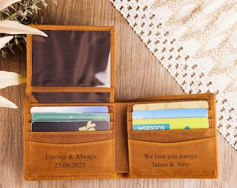 Billetera personalizada, Billetera para hombre, Billetera grabada, Billetera para padrinos de boda, Billetera de cuero, Billetera personalizada, Regalo para novios, Regalo para el día del padre para él