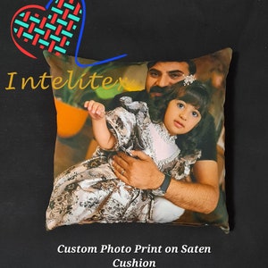 Taie d'oreiller en satin personnalisée avec insert, imprimée avec vos propres photos de famille, de bébés, d'animaux de compagnie avec option personnalisée pour des idées cadeaux uniques.