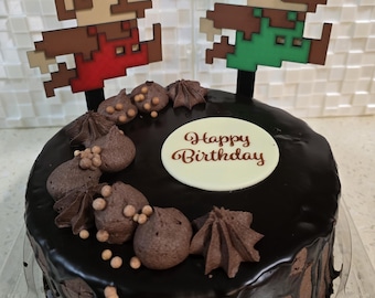 8-Bit Retro Mario & Luigi - Cake Topper Set