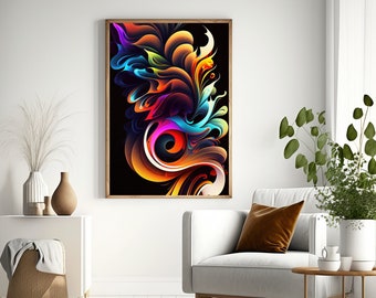 Abstract art, motif generated in AI and Photoshop as wall decoration and mobile phone wallpaper, art to download and print yourself