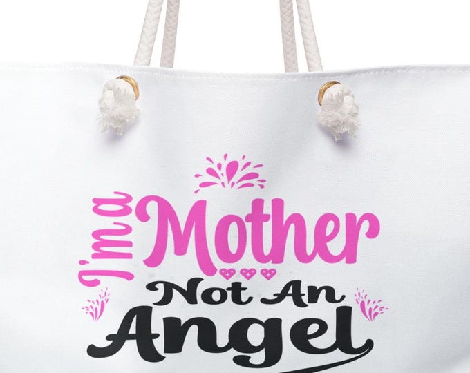 Yoga Tote Bag, Weekender Bag for Mom Boss, Mother's Day Gift, Large Travel Bag, Angel Mom Gift, Wife Gift