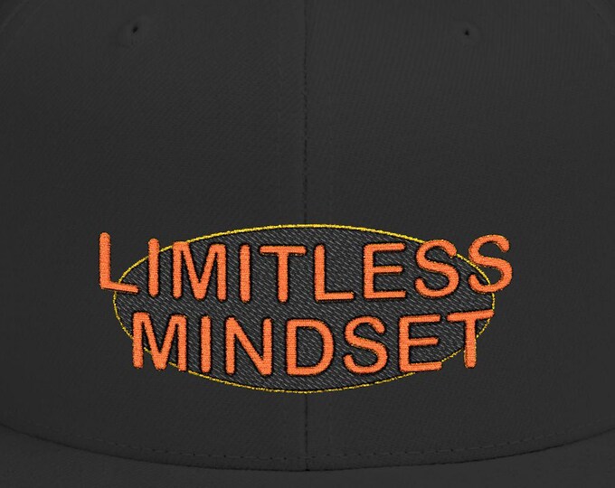 Limitless Mindset Flat Bill Snapback Hat, Adjustable Cap, Streetwear Accessory, Gift for Entrepreneurs, Cool Casual Wear