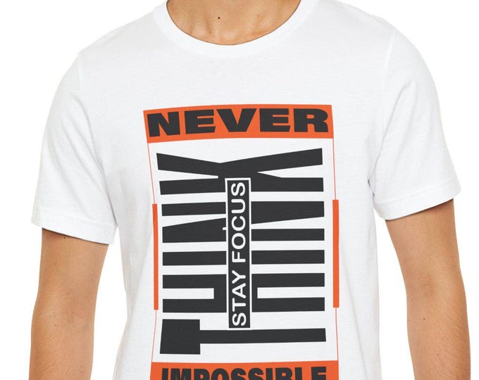 Colorful Exercise Gym Boxing Unisex Tee | Never Think Impossible Printed T-Shirt, Tight-Fitting Casual Top, Fitness Apparel